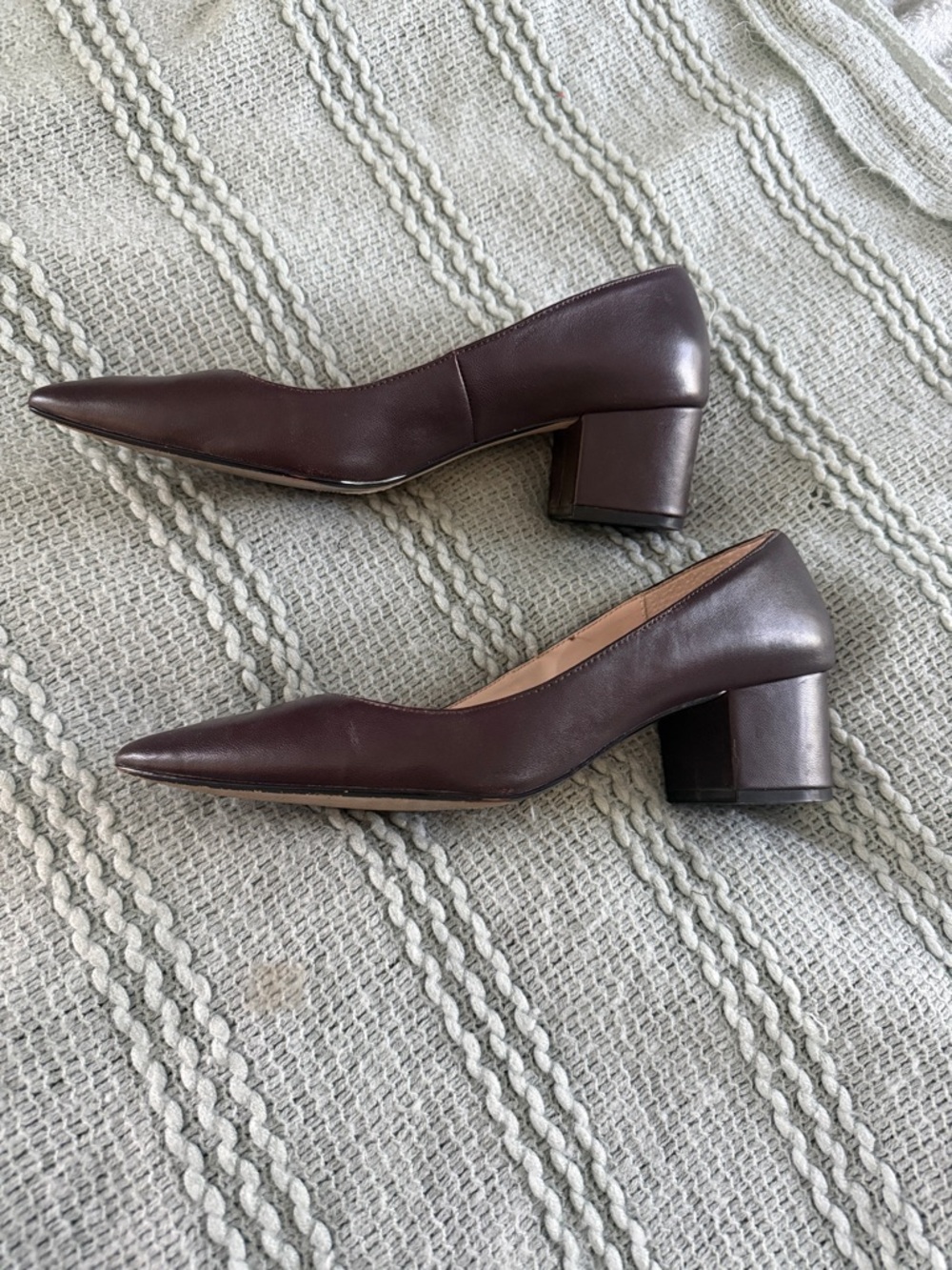 Saks Fifth Avenue brown Pointed Toe Leather Heels